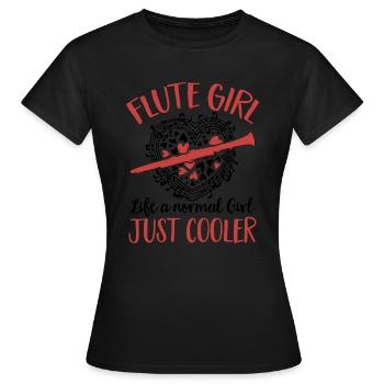 Fetus Players Flute Recorder Music Gifts - Women's T-Shirt - black - Front - AI Model Female 172 dark (172cm)