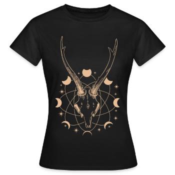 Okkultes Mondzyklus Geweih Goth - Frauen T-Shirt - Schwarz - Vorne - AI Model Female 172 dark (172cm)