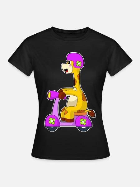 Giraffe Motorroller - Frauen T-Shirt - Schwarz