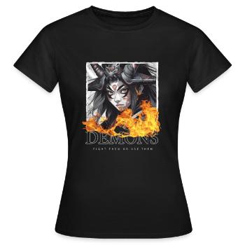 Demon Samurai - Women's T-Shirt - black - Front - AI Model Female 172 dark (172cm)