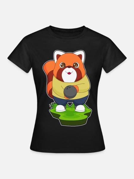 Panda roux Bowling Bowling Ball Sport - T-shirt Femme - noir