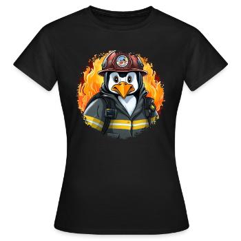 Brigade de pompiers Penguin - T-shirt Femme - noir - Devant - AI Model Female 172 dark (172cm)