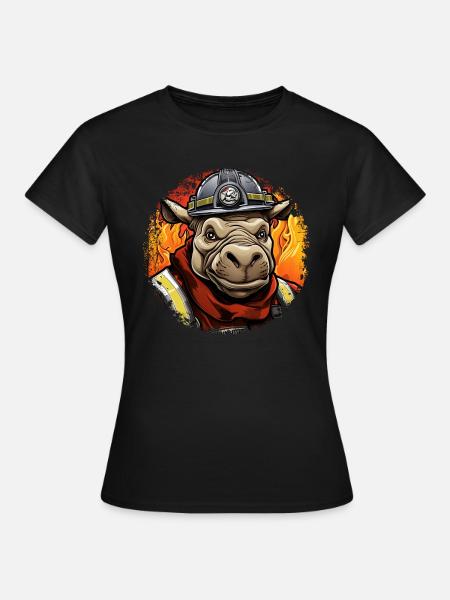 Nilpferde Feuerwehr - Frauen T-Shirt - Schwarz