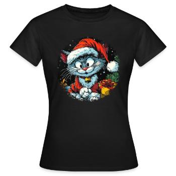 Weihnachten Katzen - Frauen T-Shirt - Schwarz - Vorne - AI Model Female 172 dark (172cm)