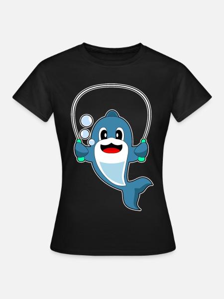 Delfin Seilspringen Springseil Fitness - Frauen T-Shirt - Schwarz