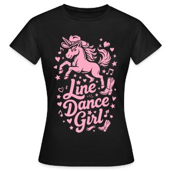 Danse en ligne fille Licorne Chapeau de cowboy et bottes de cow-boy - T-shirt Femme - noir - Devant - AI Model Female 172 dark (172cm)