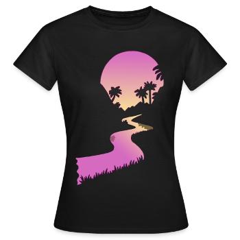 Folge dem Fluss - Frauen T-Shirt - Schwarz - Vorne - AI Model Female 172 dark (172cm)