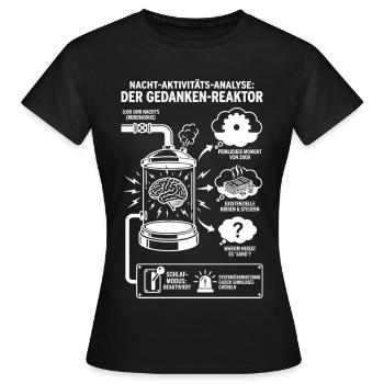 Thought Reactor Funny Night Analysis Graphic - Women's T-Shirt - black - Front - AI Model Female 172 dark (172cm)