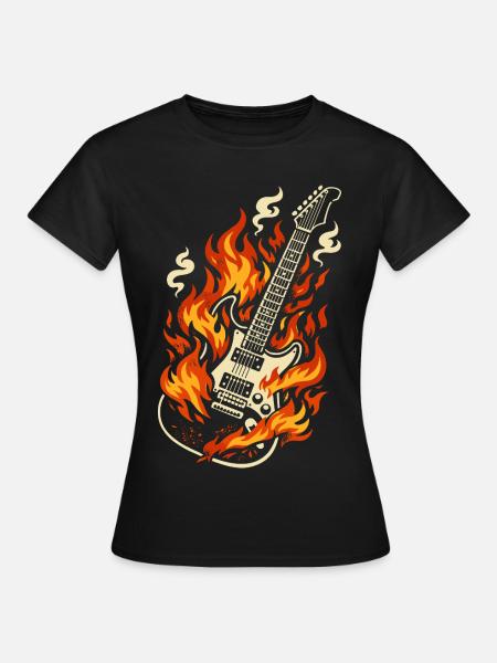 Cadeau de rock brûlant à la guitare électrique - T-shirt Femme - noir
