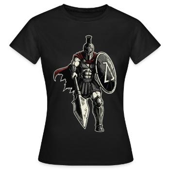 Vétéran Spartiate Combat Lance Bouclier Mascotte - T-shirt Femme - noir - Devant - AI Model Female 172 dark (172cm)