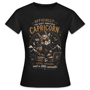 Capricorne Bureau Cosy - Humour Zodiaque - T-shirt Femme - noir - Devant - AI Model Female 172 dark (172cm)
