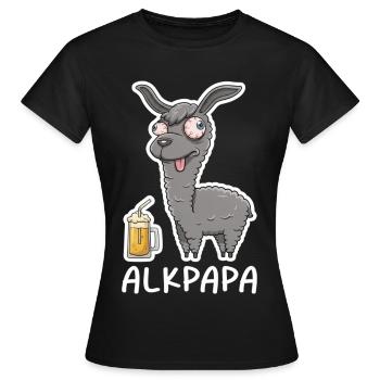Alkpapa Alpaca with Beer Mug – Funny Saying - Women's T-Shirt - black - Front - AI Model Female 172 dark (172cm)