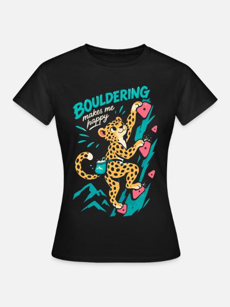 Bouldering Makes Me Happy Leopard Bouldern - Frauen T-Shirt - Schwarz