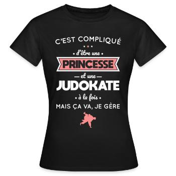 Compliqué d'être une princesse et une judokate - T-shirt Femme - noir - Devant - AI Model Female 172 dark (172cm)