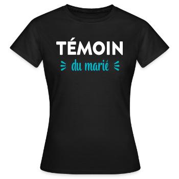 témoin du marié - T-shirt Femme - noir - Devant - AI Model Female 172 dark (172cm)