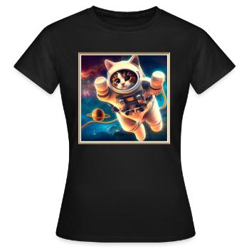 Space Kitty - Women's T-Shirt - black - Front - AI Model Female 172 dark (172cm)
