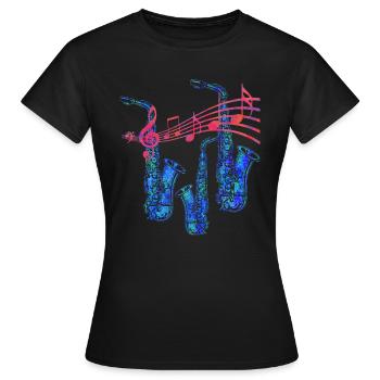 saxophone - T-shirt Femme - noir - Devant - AI Model Female 172 dark (172cm)