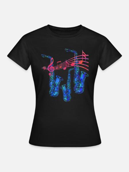 Saxofon - Frauen T-Shirt - Schwarz