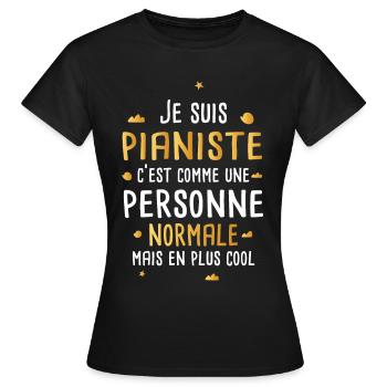 Pianiste cadeau fête des mères humour piano - T-shirt Femme - noir - Devant - AI Model Female 172 dark (172cm)