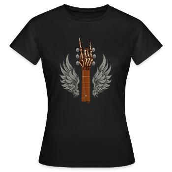 Guitare Rock Signe Cornes Metal Squelette - T-shirt Femme - noir - Devant - AI Model Female 172 dark (172cm)