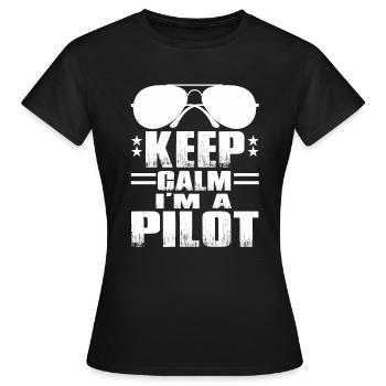 I am Pilot-Ich bin Pilot - Frauen T-Shirt - Schwarz - Vorne - AI Model Female 172 dark (172cm)