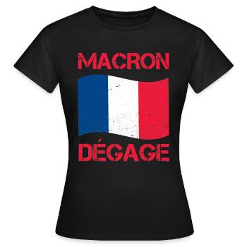Macron löscht den Aufstand der gelben Weste unter französischer Flagge - Frauen T-Shirt - Schwarz - Vorne - AI Model Female 172 dark (172cm)