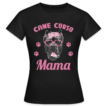 Cane corso mama propriétaire femme lunettes fleurs - T-shirt Femme - noir - Devant - AI Model Female 172 dark (172cm)