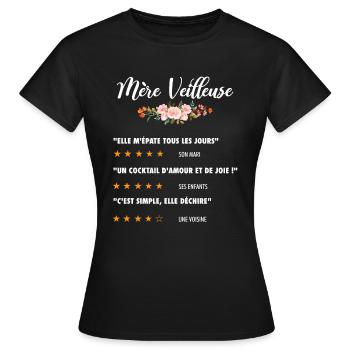 Cadeau fête des mère veilleuse fleurs étoile films - T-shirt Femme - noir - Devant - AI Model Female 172 dark (172cm)