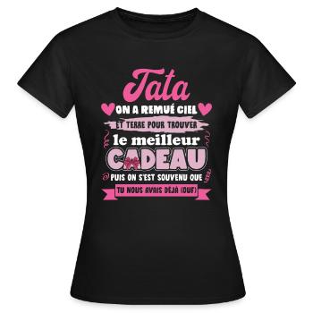 Meilleur cadeau tata citation coeur ruban - T-shirt Femme - noir - Devant - AI Model Female 172 dark (172cm)