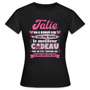 Meilleur cadeau tatie citation coeur ruban coeur - T-shirt Femme - noir - Devant - AI Model Female 172 dark (172cm)