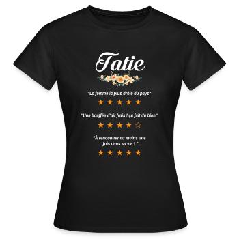 tatie citation fleurs critique film tante tantine - T-shirt Femme - noir - Devant - AI Model Female 172 dark (172cm)