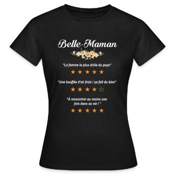 belle maman citation fleurs critique film drôle - T-shirt Femme - noir - Devant - AI Model Female 172 dark (172cm)