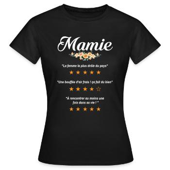 mamie citation fleurs critique film drôle mémé - T-shirt Femme - noir - Devant - AI Model Female 172 dark (172cm)