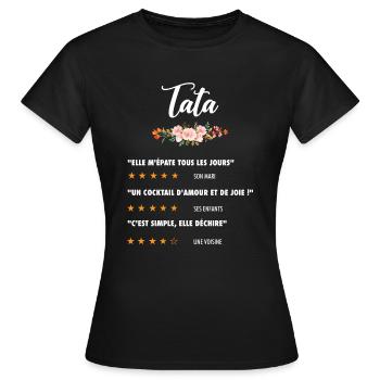 tata citation fleurs critique film drôle tante - T-shirt Femme - noir - Devant - AI Model Female 172 dark (172cm)