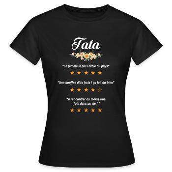 tata citation fleurs critique film drôle tante - T-shirt Femme - noir - Devant - AI Model Female 172 dark (172cm)