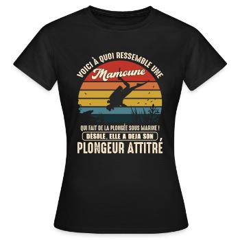 mamoune pratiquante plongée sous marine plongeur - T-shirt Femme - noir - Devant - AI Model Female 172 dark (172cm)