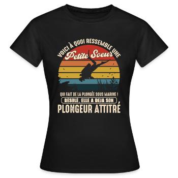 petite soeur pratiquante plongée sous marine - T-shirt Femme - noir - Devant - AI Model Female 172 dark (172cm)