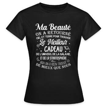 Meilleur cadeau femme belle ciel et terre drôle - T-shirt Femme - noir - Devant - AI Model Female 172 dark (172cm)