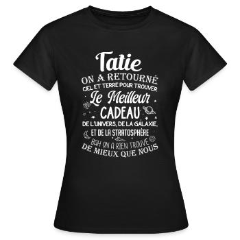 Meilleur cadeau tatie ciel et terre drôle tante - T-shirt Femme - noir - Devant - AI Model Female 172 dark (172cm)