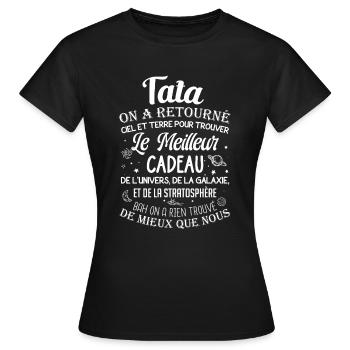 Meilleur cadeau tata ciel et terre drôle tantine - T-shirt Femme - noir - Devant - AI Model Female 172 dark (172cm)