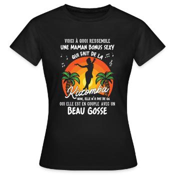 maman bonus danseuse kizomba sexy couple BG amour - T-shirt Femme - noir - Devant - AI Model Female 172 dark (172cm)
