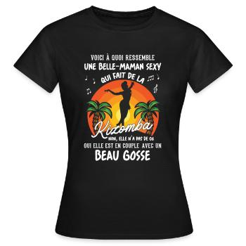 belle maman danseuse kizomba sexy couple BG amour - T-shirt Femme - noir - Devant - AI Model Female 172 dark (172cm)