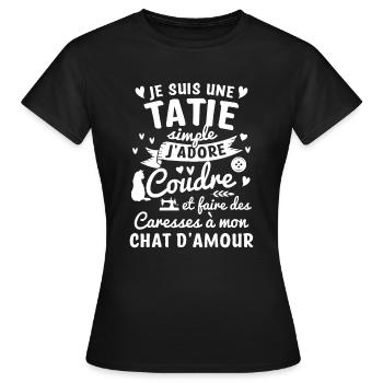 tatie coudre couture propriétaire chat tante cool - T-shirt Femme - noir - Devant - AI Model Female 172 dark (172cm)