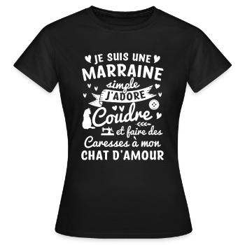 marraine coudre couture propriétaire chat - T-shirt Femme - noir - Devant - AI Model Female 172 dark (172cm)