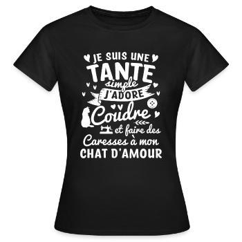 tante coudre couture propriétaire chat tata drôle - T-shirt Femme - noir - Devant - AI Model Female 172 dark (172cm)