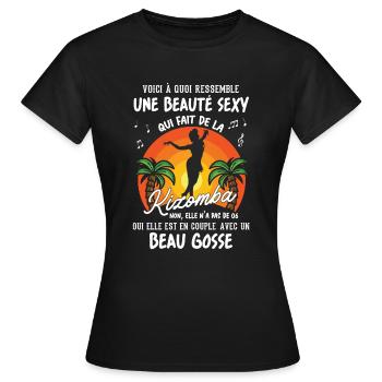Fête des mères danseuse kizomba sexy couple BG - T-shirt Femme - noir - Devant - AI Model Female 172 dark (172cm)