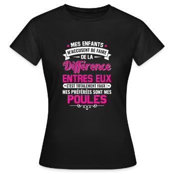 humour fête des mères maman propriétaire poules - T-shirt Femme - noir - Devant - AI Model Female 172 dark (172cm)