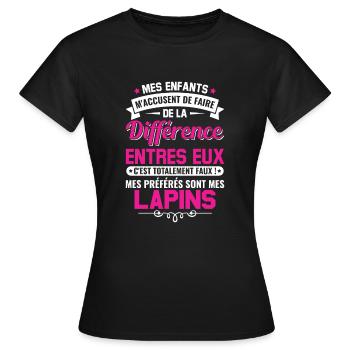 humour fête des mères maman propriétaire lapins - T-shirt Femme - noir - Devant - AI Model Female 172 dark (172cm)