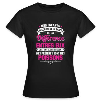 humour fête des mères maman propriétaire poissons - T-shirt Femme - noir - Devant - AI Model Female 172 dark (172cm)