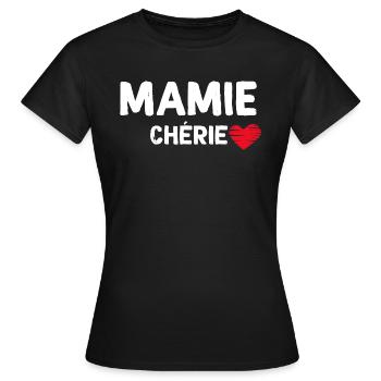 Mamie Chérie Idée Cadeau Grand-mère - T-shirt Femme - noir - Devant - AI Model Female 172 dark (172cm)
